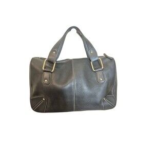 Kate Landry Pebbled Leather Satchel Shoulder Bag Large  heavy Well Made Black